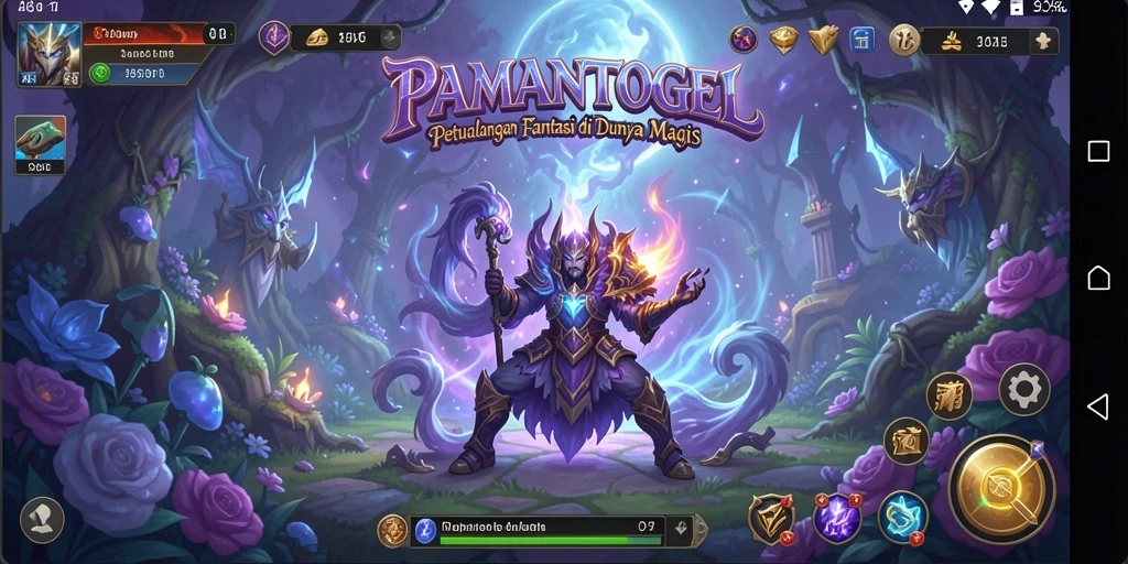 Menampilkan aksi seru dalam pertempuran RPG di PAMANTOGEL.