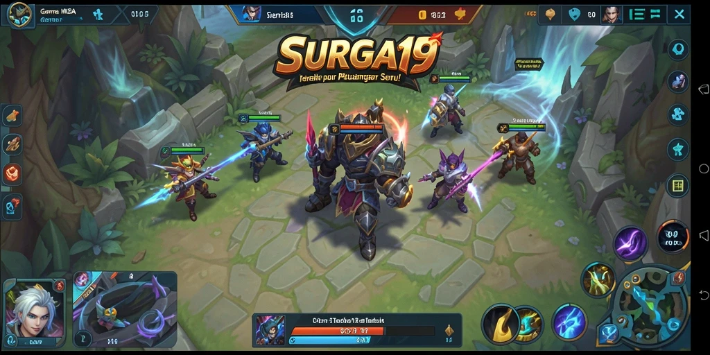 Tampilan gameplay SURGA19 dengan aksi seru dan karakter yang menonjol.