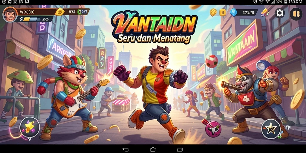 Tampilan gameplay seru VANTAIDN yang penuh warna dan tantangan.